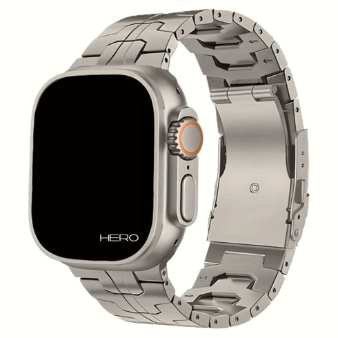 Premium Titan Armband Hero mit Sicherheitsschließe für alle Apple Watch Serien